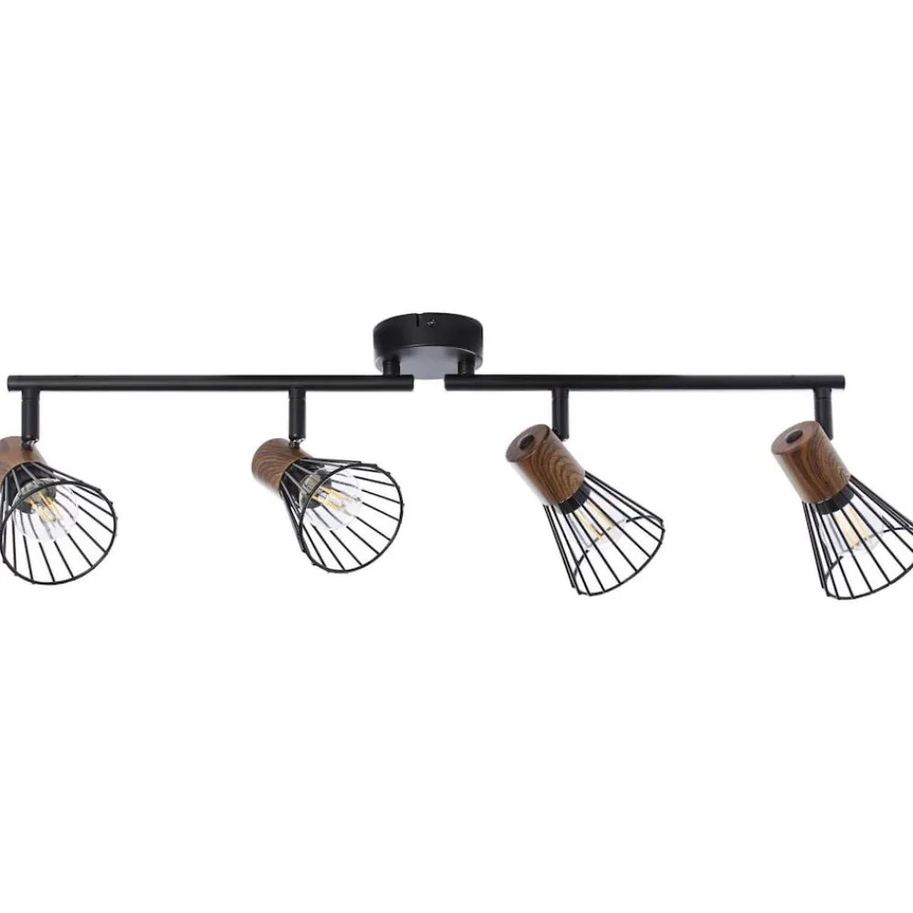 Brilliant Lampe Manama Spotrohr 4flg holz dunkel/schwarz matt | 4x D45, E14, 18W, geeignet für Tropfenlampen (nicht enthalten) | Köpfe schwenkbar / Arme schwenkbar Outlet