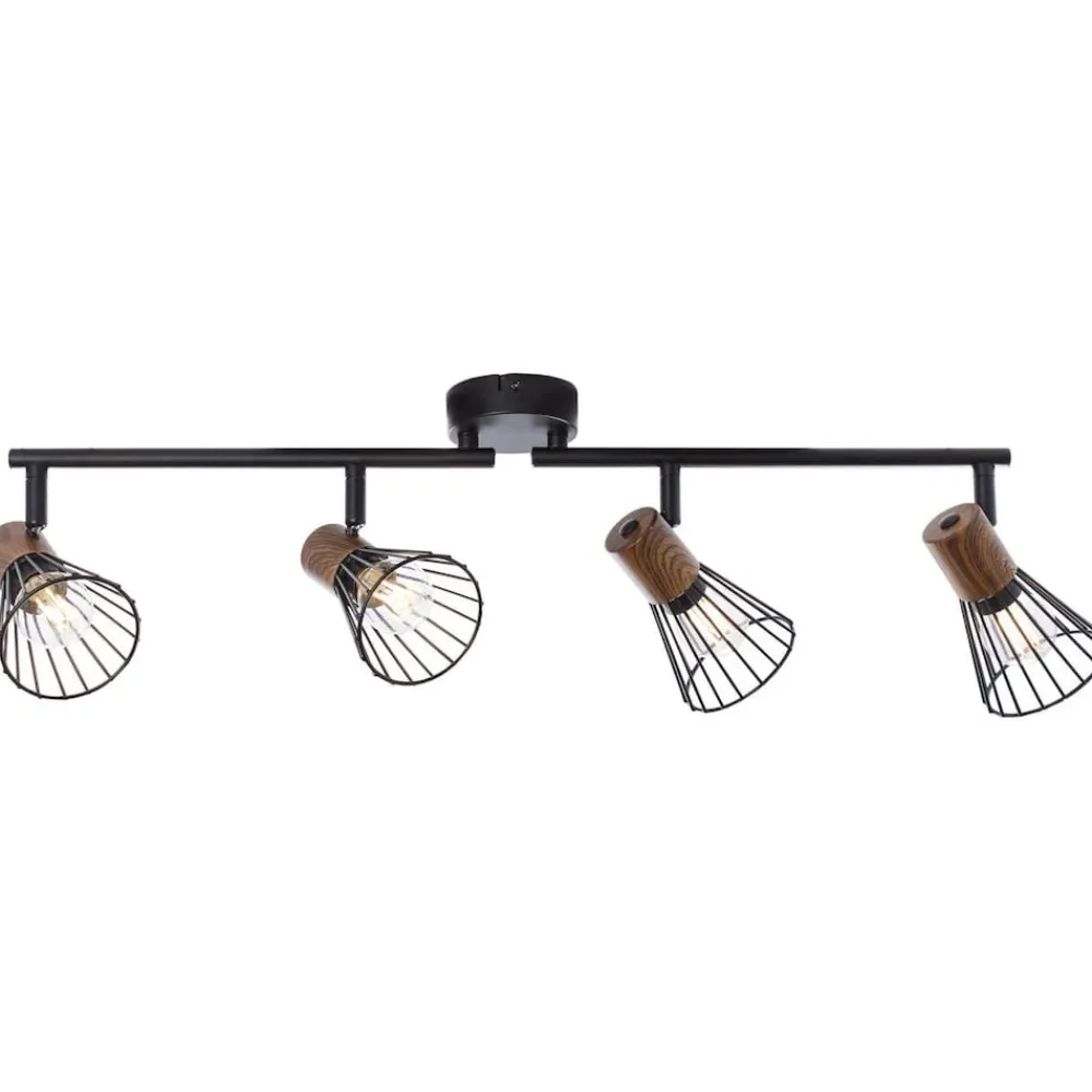 Brilliant Lampe Manama Spotrohr 4flg holz dunkel/schwarz matt | 4x D45, E14, 18W, geeignet für Tropfenlampen (nicht enthalten) | Köpfe schwenkbar / Arme schwenkbar Outlet