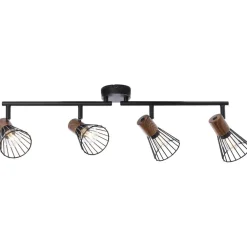 Brilliant Lampe Manama Spotrohr 4flg holz dunkel/schwarz matt | 4x D45, E14, 18W, geeignet für Tropfenlampen (nicht enthalten) | Köpfe schwenkbar / Arme schwenkbar Outlet