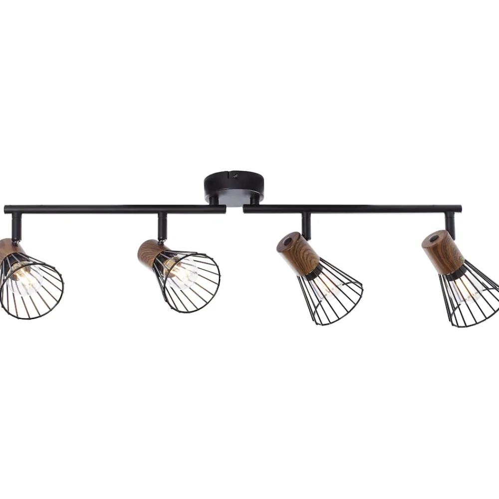 Brilliant Lampe Manama Spotrohr 4flg holz dunkel/schwarz matt | 4x D45, E14, 18W, geeignet für Tropfenlampen (nicht enthalten) | Köpfe schwenkbar / Arme schwenkbar Outlet