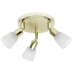 Lampe Sofia Spotrondell 3flg messing/weiß-alabaster | 3x D45, E14, 40W, geeignet für Tropfenlampen (nicht enthalten) | Köpfe schwenkbar ^ Brilliant Discount