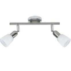 Lampe Sofia Spotrohr 2flg eisen/chrom/weiß | 2x D45, E14, 40W, geeignet für Tropfenlampen (nicht enthalten) | Köpfe schwenkbar ^ Brilliant Sale