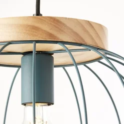 Brilliant Lampe, Sorana Pendelleuchte 1flg türkis, Metall/Holz, 1x A60, E27, 40W,Normallampen (nicht enthalten) Best
