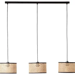 Brilliant Lampe, Wiley Pendelleuchte 3flg schwarz/holzfarbend, 3x A60, E27, 60W, Kabel kürzbar / in der Höhe einstellbar Best