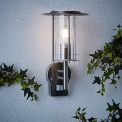 Lampe York Außenwandleuchte stehend Bewegungsmelder edelstahl | 1x A60, E27, 40W, g.f. Normallampen n. ent. | IP-Schutzart: 44 - spritzwassergeschützt | Mit einstellbarem Bewegungsmelder ^ Brilliant