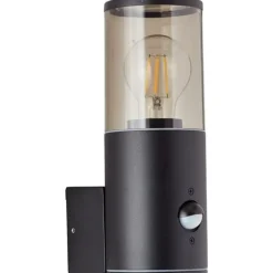 Sergioro Außenwandleuchte Bewegungsmelder schwarz matt | 1x A60, E27, 20W, geeignet für Normallampen (nicht enthalten) ^ Brilliant Best