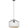 Brilliant Templo Pendelleuchte 37cm schwarz/natur Innenleuchten,Pendelleuchten | 1x A60, E27, 40W, geeignet für Normallampen (nicht enthalten) | In der Höhe einstellbar / Kabel kürzbar