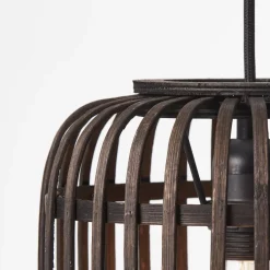 Woodrow Pendelleuchte 1flg 21cm holz dunkel/schwarz Innenleuchten,Pendelleuchten | 1x A60, E27, 60W, geeignet für Normallampen (nicht enthalten) | Kabel kürzbar ^ Brilliant Best