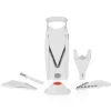 V5 PowerLine Plus Set Gemüsehobel, Obst- & Gemüseschneider mit Fruchthalter, Scheibeneinschub, Sparschäler, 10 Schnittarten, 6 tlg. Set, Weiß ^ Börner Best
