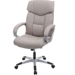 Bürostuhl -A71, Chefsessel Drehstuhl, Kunstleder MVG-zertifiziert ~ taupe-grau-grau ^ MCW Best