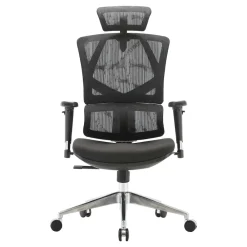 Bürostuhl -J89, Schreibtischstuhl ergonomisch, Lordosenstütze hohe Rückenlehne 3D-Armlehnen ~ gepolstert schwarz ^ MCW Online