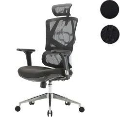 Bürostuhl -J89, Schreibtischstuhl ergonomisch, Lordosenstütze hohe Rückenlehne 3D-Armlehnen ~ gepolstert schwarz ^ MCW Online