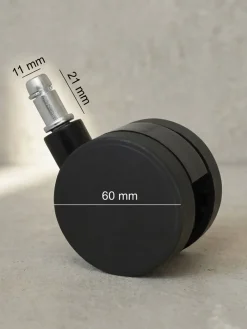 KADIMA DESIGN Bürostuhlrollen 5er-Set Polyurethan Schwarz Ø60mm 11mm-Stift für Weichboden Sale