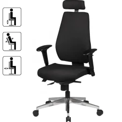 KADIMA DESIGN Bürostuhl Schwarz Stoff drehbar mit Kopfstütze, Synchronmechanik und Wippfunktion bis 120kg New
