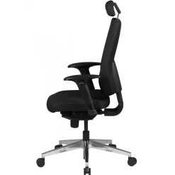 KADIMA DESIGN Bürostuhl Schwarz Stoff drehbar mit Kopfstütze, Synchronmechanik und Wippfunktion bis 120kg New