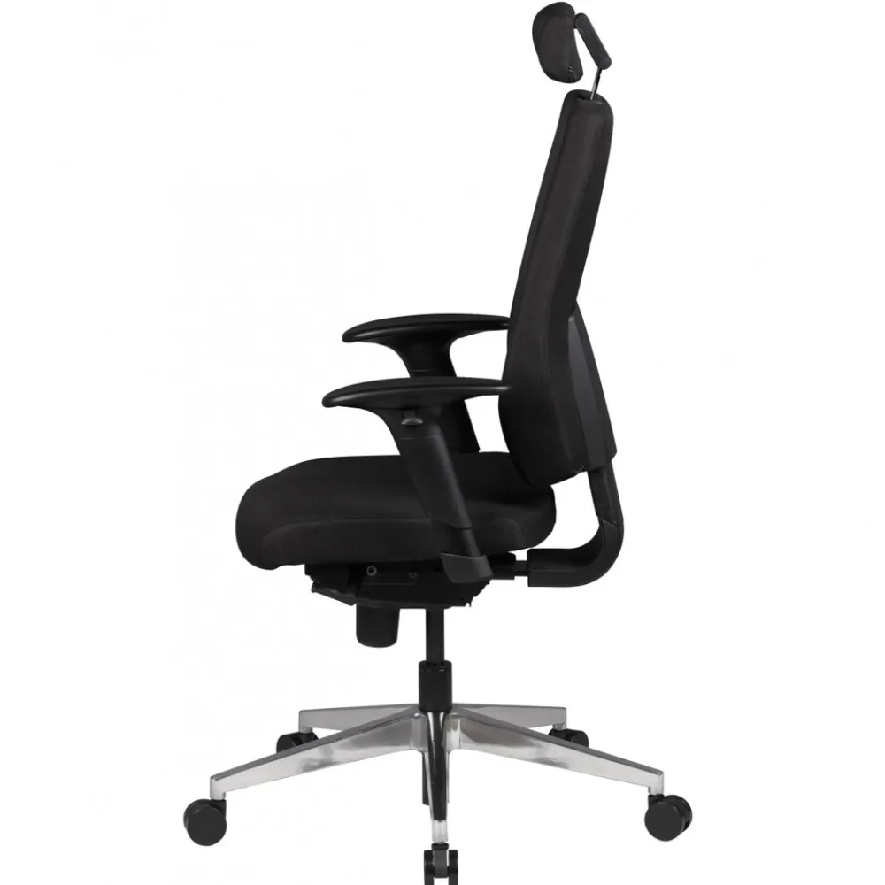 KADIMA DESIGN Bürostuhl Schwarz Stoff drehbar mit Kopfstütze, Synchronmechanik und Wippfunktion bis 120kg New