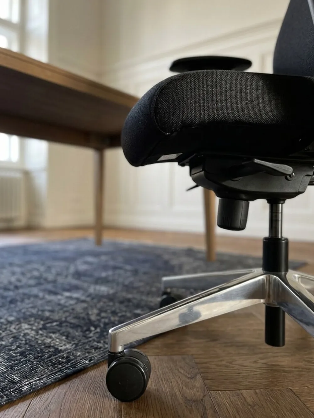 KADIMA DESIGN Bürostuhl Schwarz Stoff drehbar mit Kopfstütze, Synchronmechanik und Wippfunktion bis 120kg New