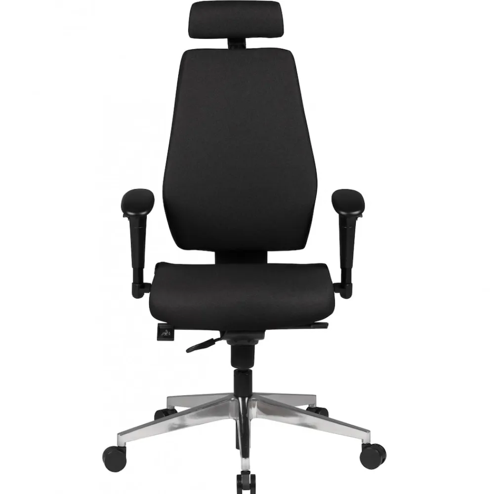 KADIMA DESIGN Bürostuhl Schwarz Stoff drehbar mit Kopfstütze, Synchronmechanik und Wippfunktion bis 120kg New