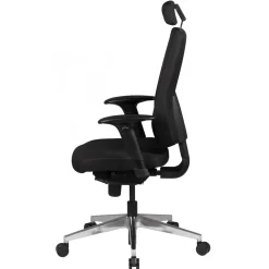 KADIMA DESIGN Bürostuhl Schwarz Stoff drehbar mit Kopfstütze, Synchronmechanik und Wippfunktion bis 120kg New