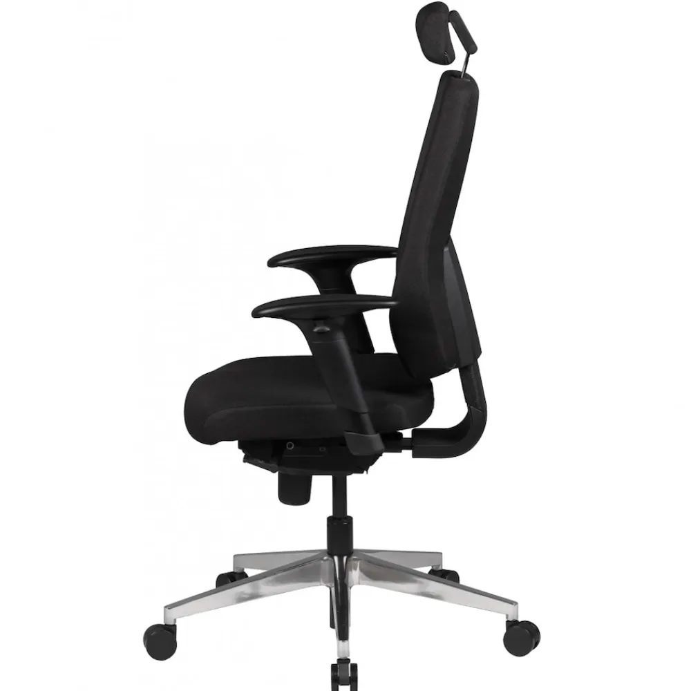 KADIMA DESIGN Bürostuhl Schwarz Stoff drehbar mit Kopfstütze, Synchronmechanik und Wippfunktion bis 120kg New