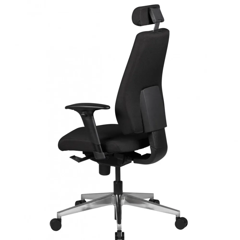 KADIMA DESIGN Bürostuhl Schwarz Stoff drehbar mit Kopfstütze, Synchronmechanik und Wippfunktion bis 120kg New