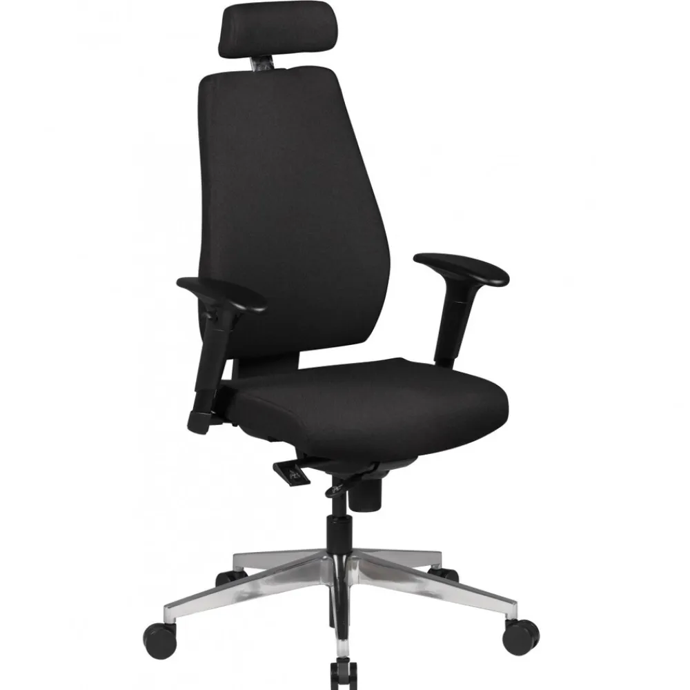 KADIMA DESIGN Bürostuhl Schwarz Stoff drehbar mit Kopfstütze, Synchronmechanik und Wippfunktion bis 120kg New