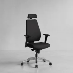 KADIMA DESIGN Bürostuhl Schwarz Stoff drehbar mit Kopfstütze, Synchronmechanik und Wippfunktion bis 120kg New