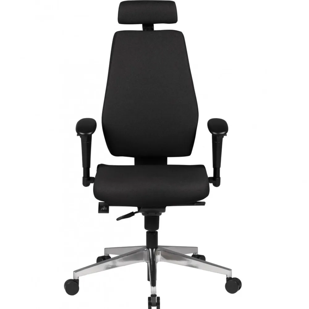 KADIMA DESIGN Bürostuhl Schwarz Stoff drehbar mit Kopfstütze, Synchronmechanik und Wippfunktion bis 120kg New