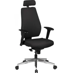 KADIMA DESIGN Bürostuhl Schwarz Stoff drehbar mit Kopfstütze, Synchronmechanik und Wippfunktion bis 120kg New