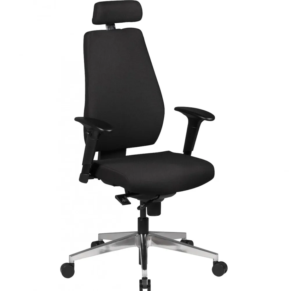 KADIMA DESIGN Bürostuhl Schwarz Stoff drehbar mit Kopfstütze, Synchronmechanik und Wippfunktion bis 120kg New
