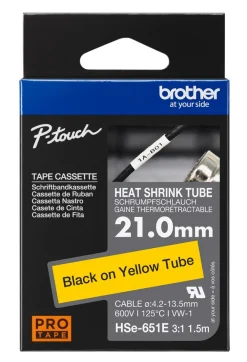HSe-651E Schrumpfschlauch schwarz auf gelb (21 mm) ^ Brother Hot