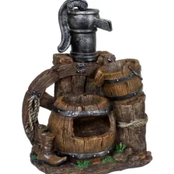 Brunnen NEREUS in Holz-/Stein-Optik ^ Harms Import Best