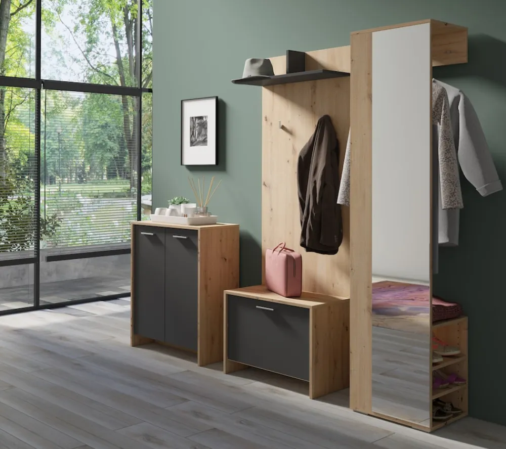 Garderobe BEN, Breite 40 cm, (Eiche-Optik), Kleiderstange ^ byLIVING