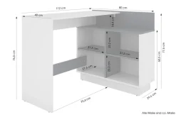 byLIVING Schreibtisch BERNI, 102 cm, /graphit, links u. rechts montierbar weiß Online