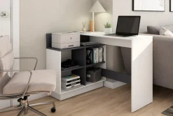 byLIVING Schreibtisch BERNI, 102 cm, /graphit, links u. rechts montierbar weiß Online