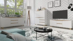 byLIVING TV-Board VALENTIN, Breite 160 cm, /Artisan Eiche (Eiche-Optik) weiß Clearance