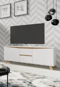 byLIVING TV-Board VALENTIN, Breite 160 cm, /Artisan Eiche (Eiche-Optik) weiß Clearance