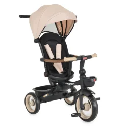 Byox Dreirad Jasper EVA-Reifen klappbar, Sitz drehbar, Hinterradbremse, Körbe beige schwarz Hot