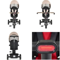 Byox Dreirad Jasper EVA-Reifen klappbar, Sitz drehbar, Hinterradbremse, Körbe beige schwarz Hot