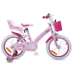 Kinderfahrrad 16 Zoll Puppy rosa, Stützräder, Puppensitz, einstellbar ^ Byox Outlet