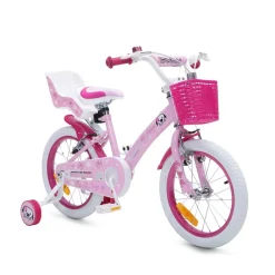 Kinderfahrrad 16 Zoll Puppy rosa, Stützräder, Puppensitz, einstellbar ^ Byox Outlet