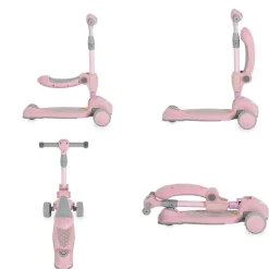 Byox Kinderroller Checkmate 2 in 1 Laufrad, Sound, Licht, Lenkerhöhe verstellbar rosa