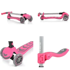 Byox Kinderroller Kiki 2 in 1, Höhe einstellbar, 4 blinkende PU-Räder, klappbar rosa Discount