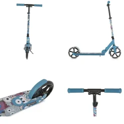 Kinderroller Monster klappbar PU-Räder LED ABEC-7 Ständer bis 100 kg blau ^ Byox Clearance
