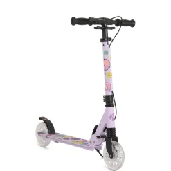 Kinderroller Snazzy faltbar Hinterradbremse Seitenständer LED-Räder 100 kg lila ^ Byox
