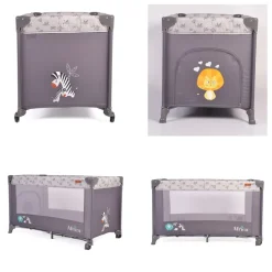 Cangaroo Reisebett Africa Laufstall Seiteneingang Matratze Sichtfenster Tasche grau Clearance