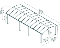 Canopia Arcadia Carport aus Aluminium 3,6 x 8,6 m in Grau ^ PALRAM Hot