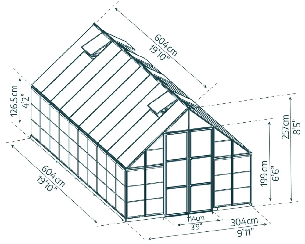 Canopia Balance 3,04x6,04m Gewächshaus, silber ^ PALRAM Discount