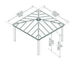PALRAM Canopia Dallas 4,3x4,3m Gartenpavillon, anthrazit Best