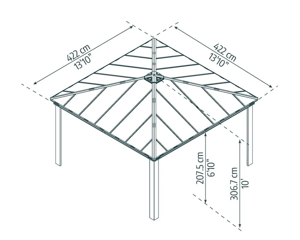 PALRAM Canopia Dallas 4,3x4,3m Gartenpavillon, anthrazit Best